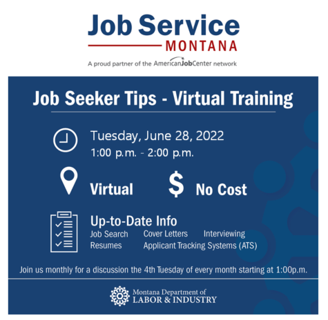 Job Seeker Tips Virtual Training Flyer