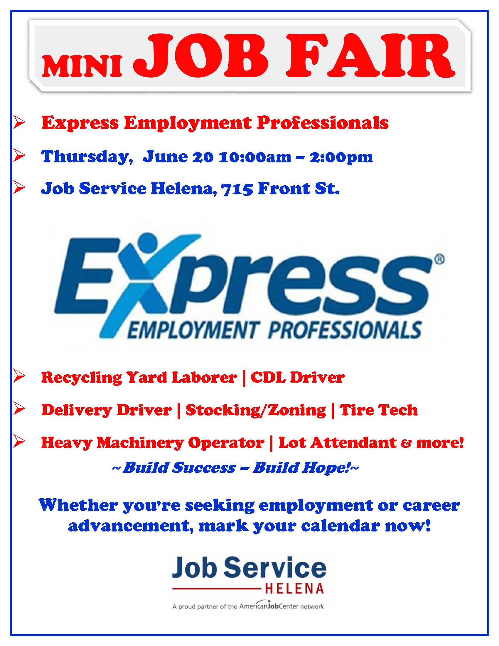 Helena - Express Employment Professional Mini Job Fair