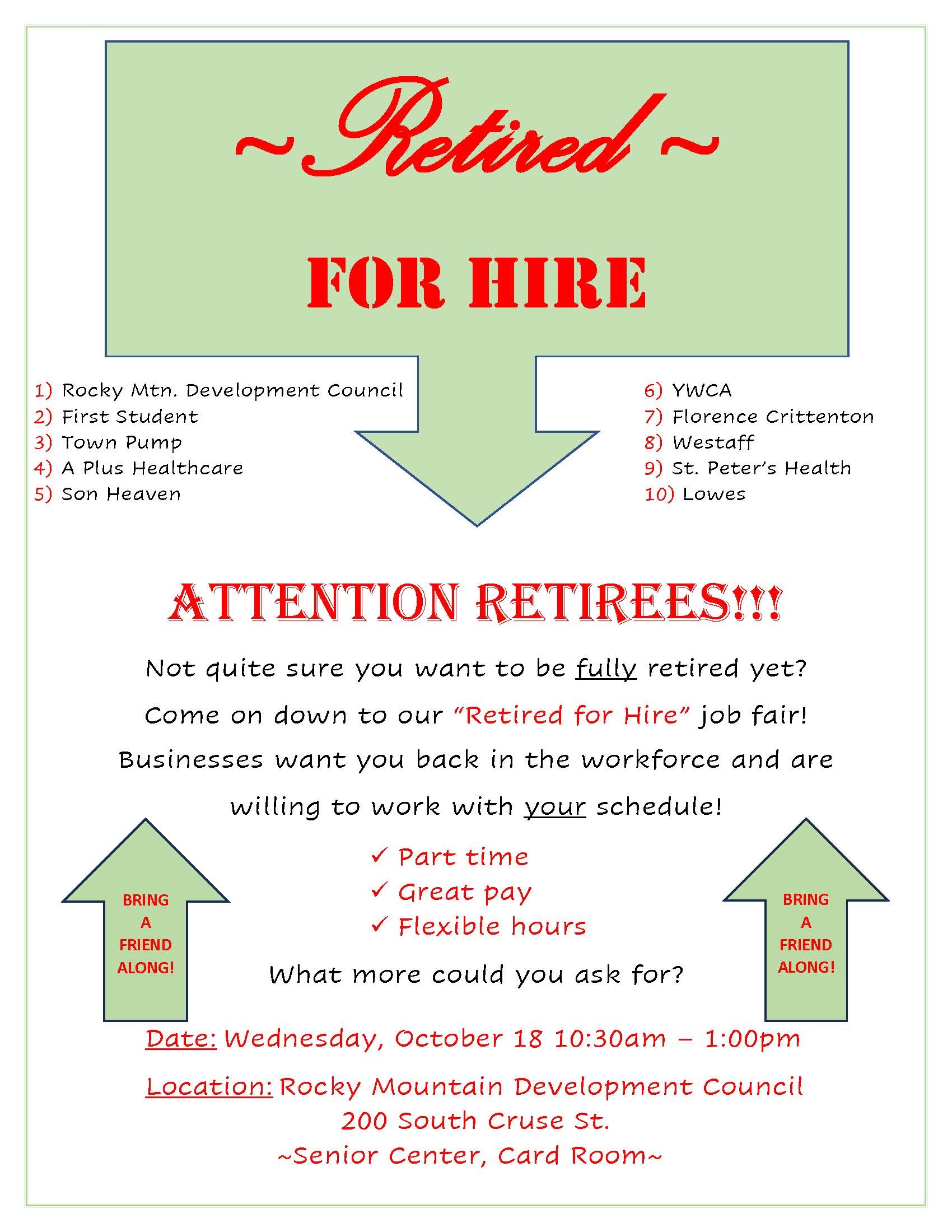 Helena - Retired for Hire Mini Job Fair