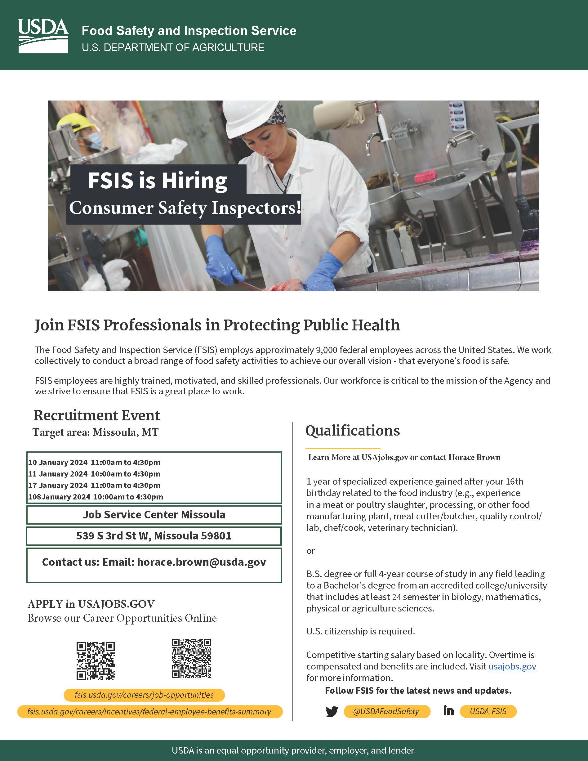 Missoula - Department of Agriculture 2- Day Hiring Event